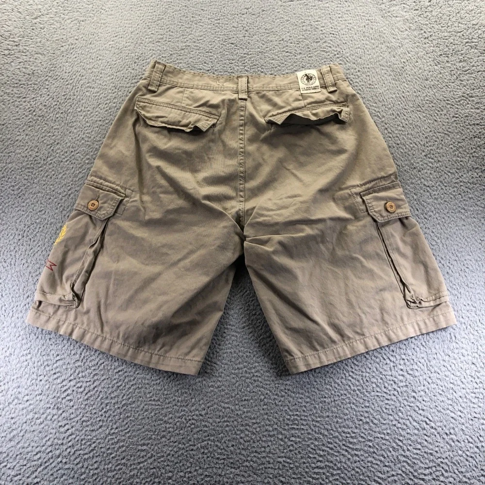Vintage US Polo Assn Sorts Mens 32 Khaki Cargo Baggy Embroidered Logo Y2k Skater
